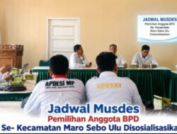 Jadwal Musdes Pemilihan Anggota BPD Se- Kecamatan Maro Sebo Ulu Disosialisasikan